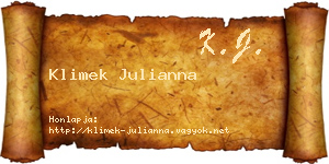 Klimek Julianna névjegykártya